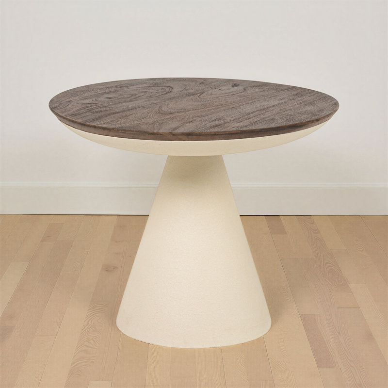 Cream Mango Wood & Iron Accent Table, Dark Brown, 15.75" H X 19.5" W X 19.5" D