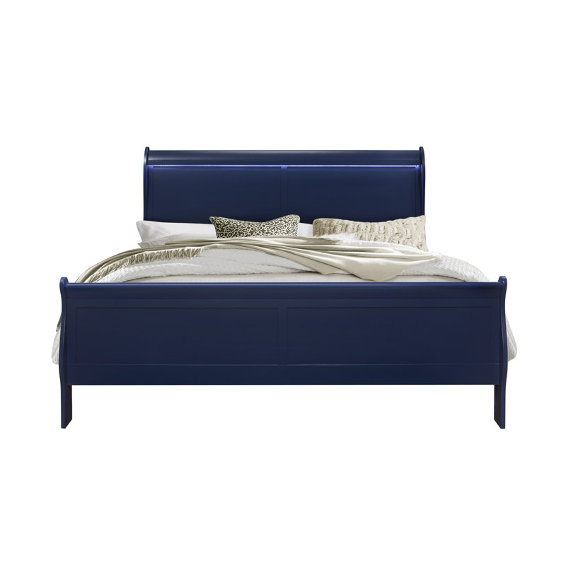 CHARLSTON BED WITH LED, Blue, King