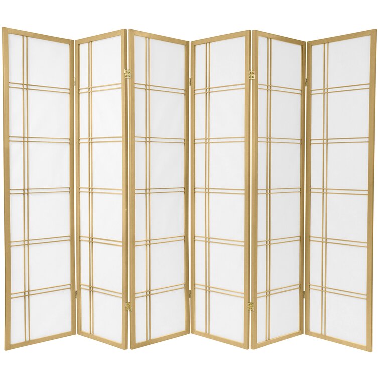 Keitez 102'' W x 70'' H 6 - Panel Solid Wood Folding Room Divider