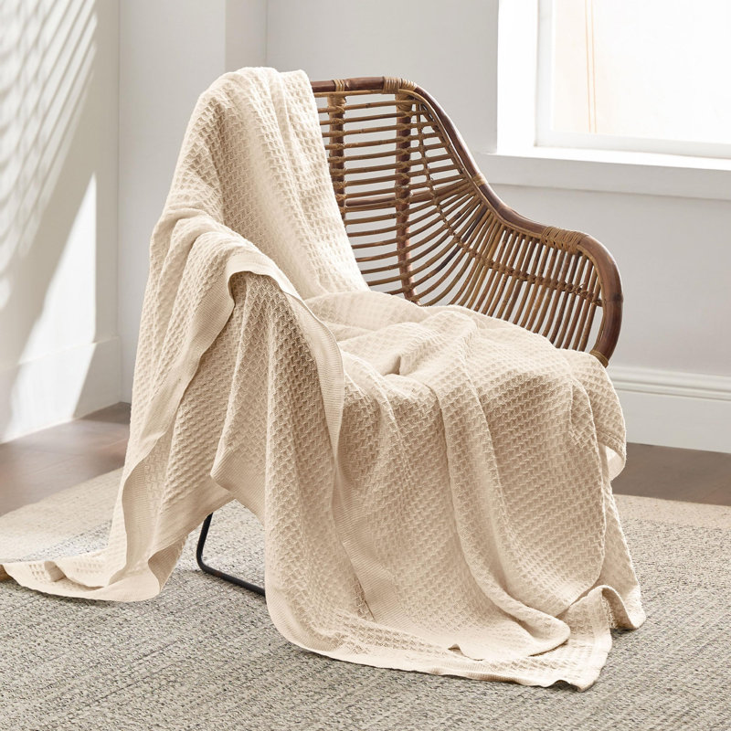 Jeté 100% coton 406 g / m² Literie respirant gaufré GentleSoft ™, Grand lit, Gris foncé