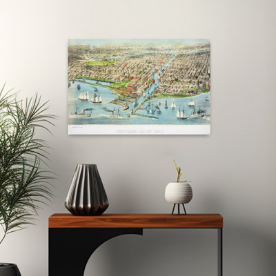 «Currier & Ives Illustration of Chicago Circa 1871 Classic Retro Vintage City», art mural