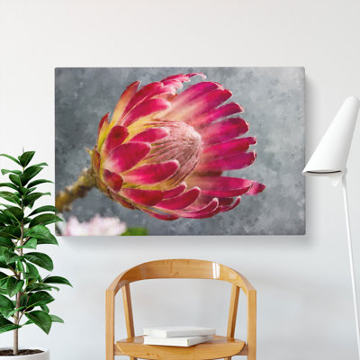 Pink Protea Flower - Wrapped Canvas