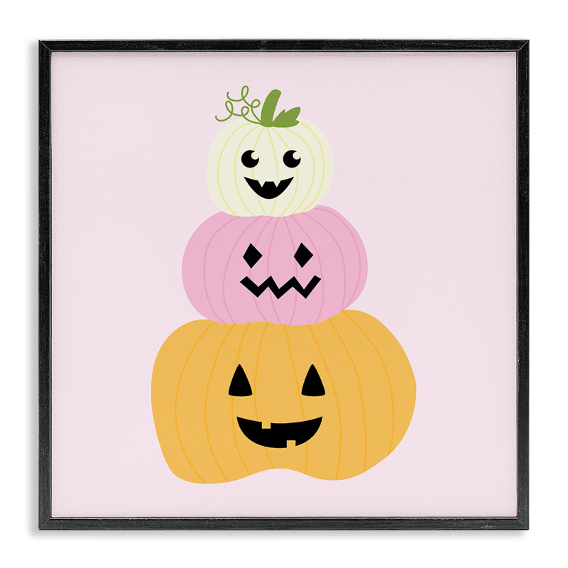 «Jack-o-Lanterns» pastel, giclée encadrée, design par Sazerelli Designs, Giclée encadrée noir minuit, H 12 po x l 12 po