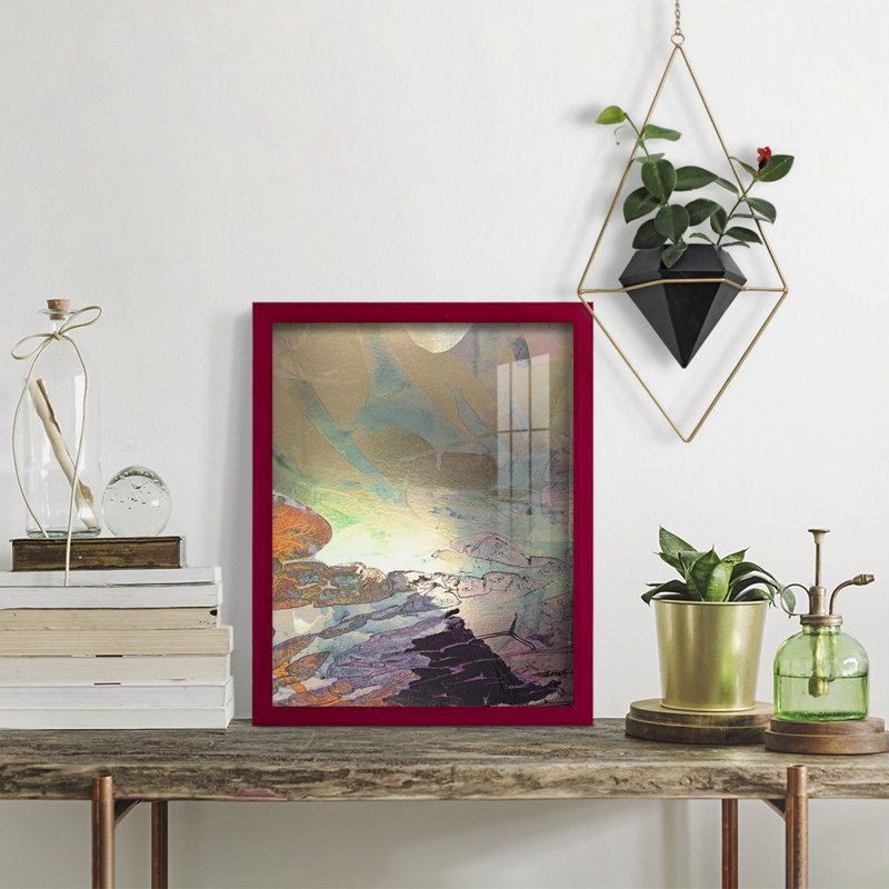 Paysage de Monet, impression encadrée sur papier, Rouge, H 15 po x l 12 po x P 1 po