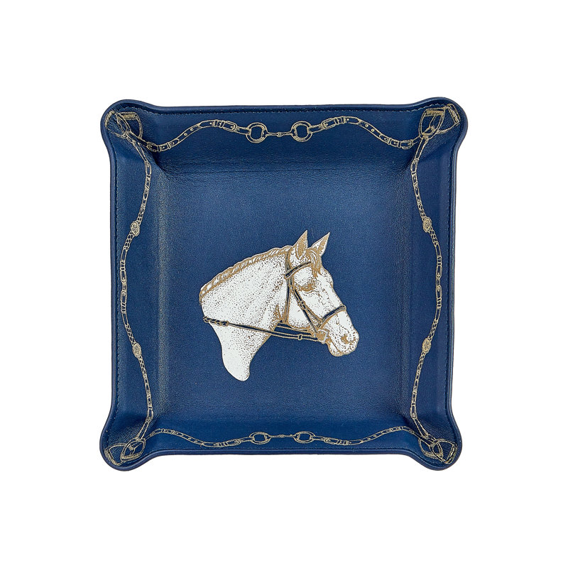 Equestrian Leather Catchall Tray, Blue