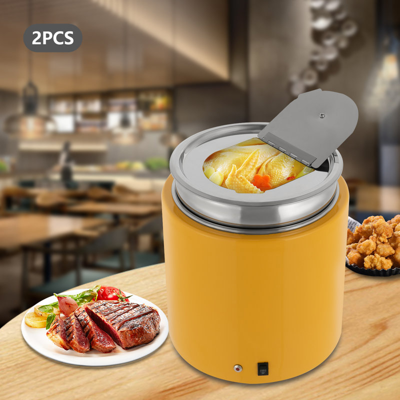 2 Pcs Electric Commercial Soup Warmer Pot Food Warmer Red, Yellow