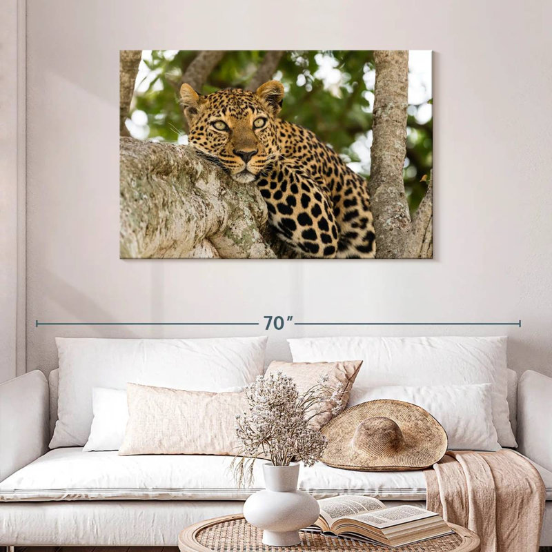 Brampt Leopard On Tree Trunk, 30" H x 45" W