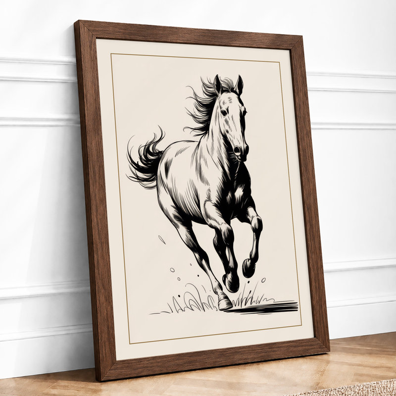 Horse In Motion Japandi - Print, Walnut, A1 - 84.1 x 59.4 cm