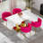 Rectangle Pedestal Dining Set with Woven Dining Chair-2078283571