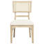 Ensemble de salle à manger 10 pièces avec fini chêne beige, table rectangulaire extensible, chaises en rotin tressé et buffet de rangement pour anniversaire, style bord de mer, dossier escamotable amovible.