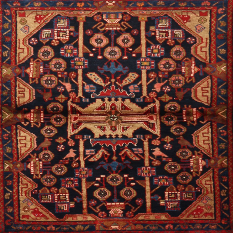 Tapis rouge à motif sud-ouest, Carré 3 pi