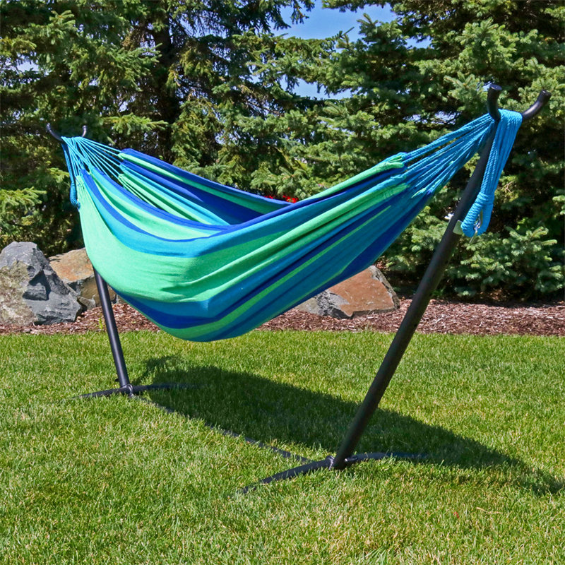 Hankins 2-Person Woven Cotton Brazilian Hammock - Oasis, Blue