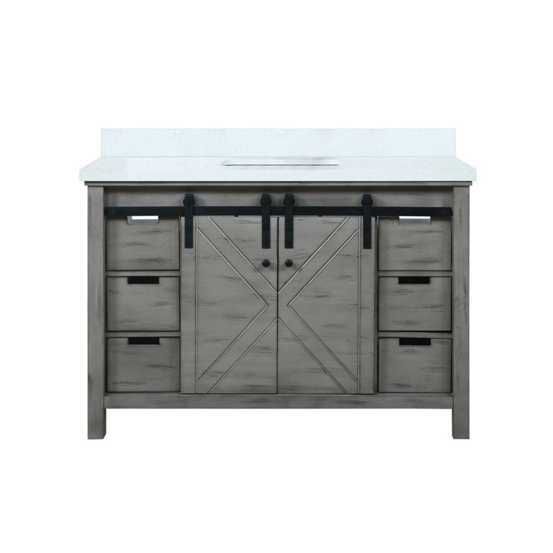 Meuble-lavabo brun 48 po X P 22 po D, avec comptoir en marbre de culture, Brun