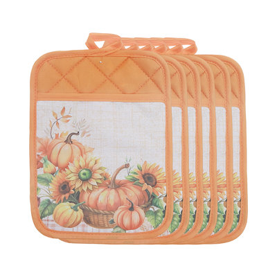 Support à casserole avec poche (citrouille) - ensemble de 6