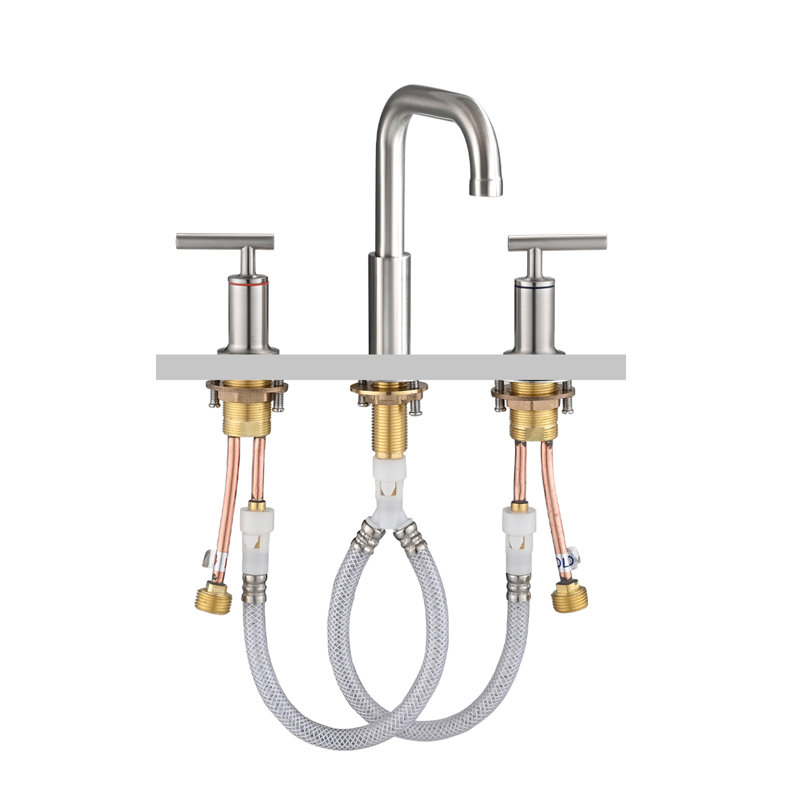Widespread 2-handle Bathroom Faucet with Drain Assembly, Brushed Nickel