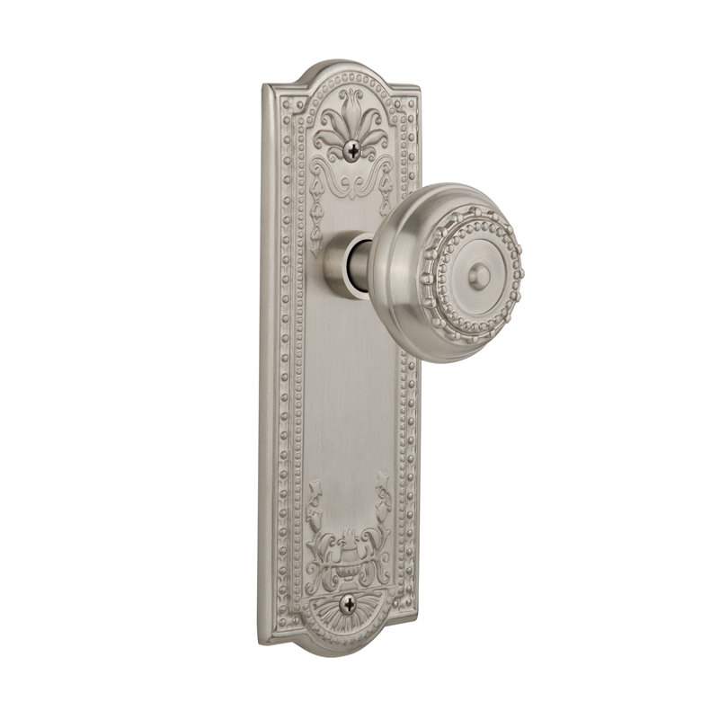 Meadows Plate with Meadows Door Knob, Satin Nickel, 2-3/4"