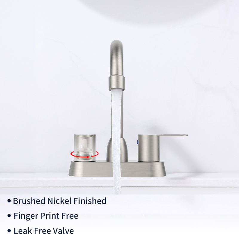 2 Handles Bathroom Sink Faucet, Brushed Nickel Centerset RV Bathroom Faucets For 3 Hole