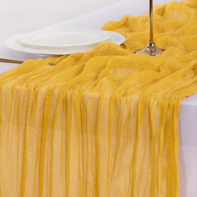 120" (10ft) Boho Cheesecloth Table Runner - Gold