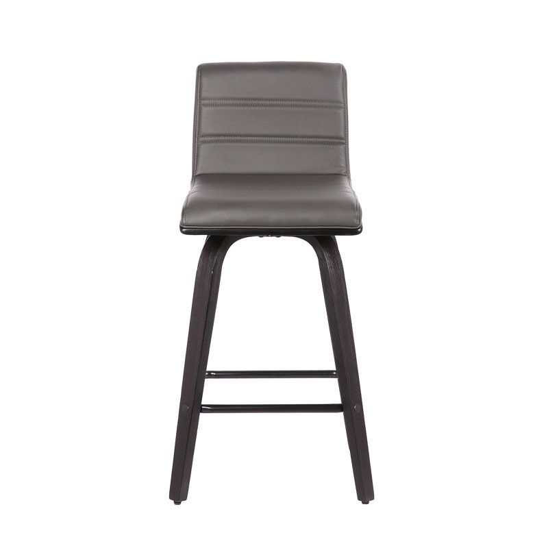 Tabouret de bar pivotant en similicuir 26 po, Gris / Noir