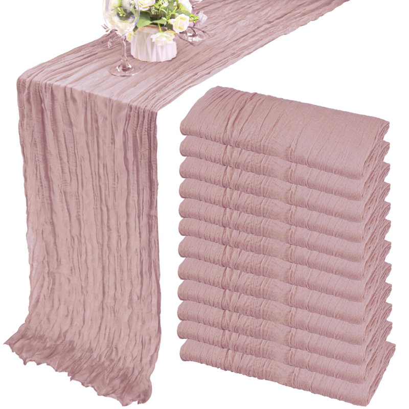 Paquet de 12 chemins de table 10 pieds nappe 35 x 120 pouces Boho Gauze, Rose poudreux