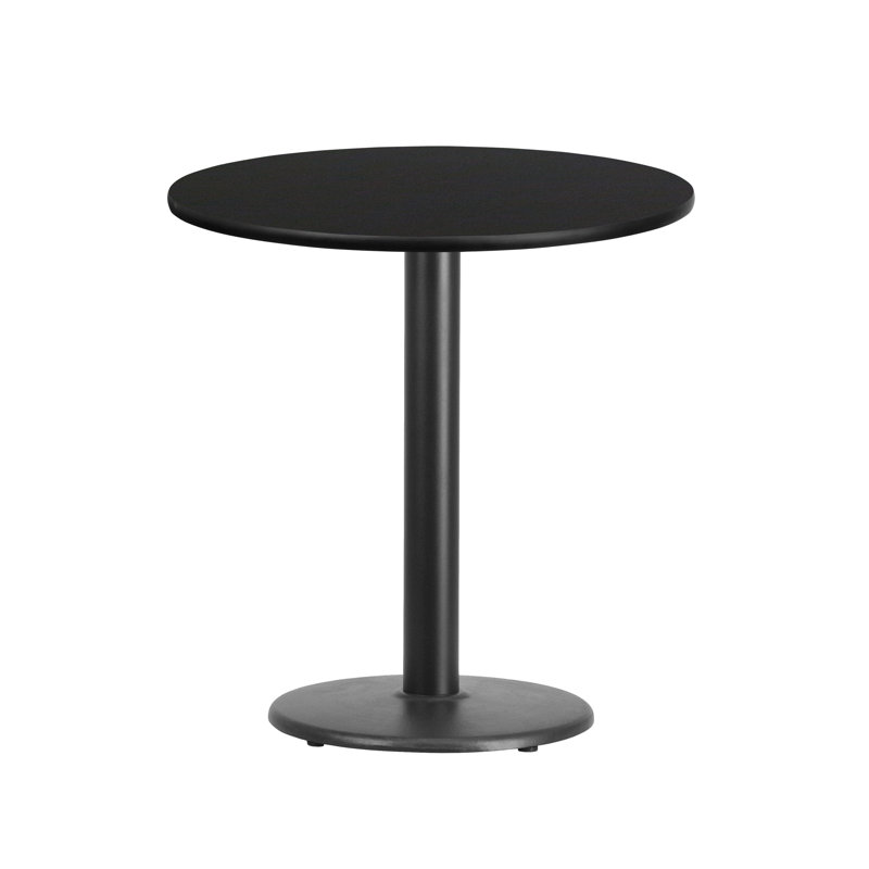 Plateau de table rond en stratifié de 24 po avec base de bar ronde de 18 po Jamey, H 31,12 po x l 24 po x L 24 po, Noir