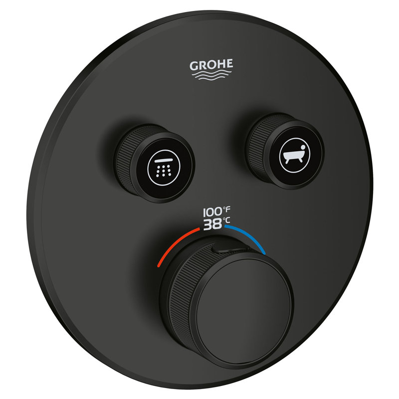 Garniture de robinet thermostatique de douche à deux fonctions Grohtherm SmartControl GROHE, Noir mat