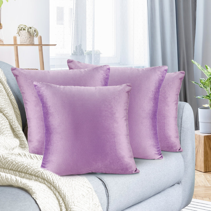 Ensemble de 4 coussins décoratifs en velours Nestl, H 22 po x l 22 po, Lavande