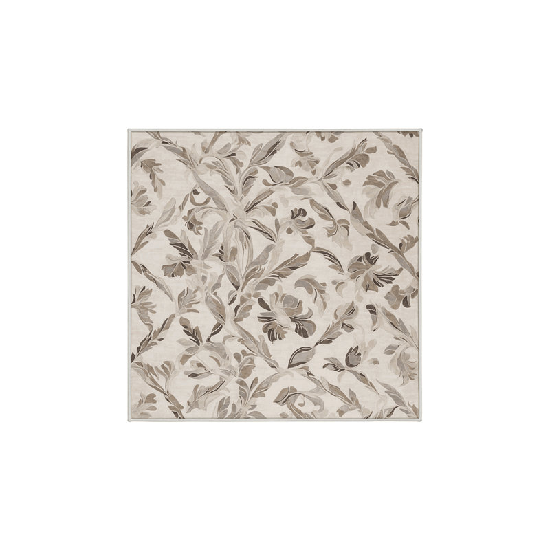 Machine Washable Beige Area Rug, Square 7'