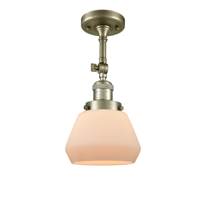 Rivka Glass Semi Flush Mount, Antique Brass, No Bulb Included, Matte White Cased