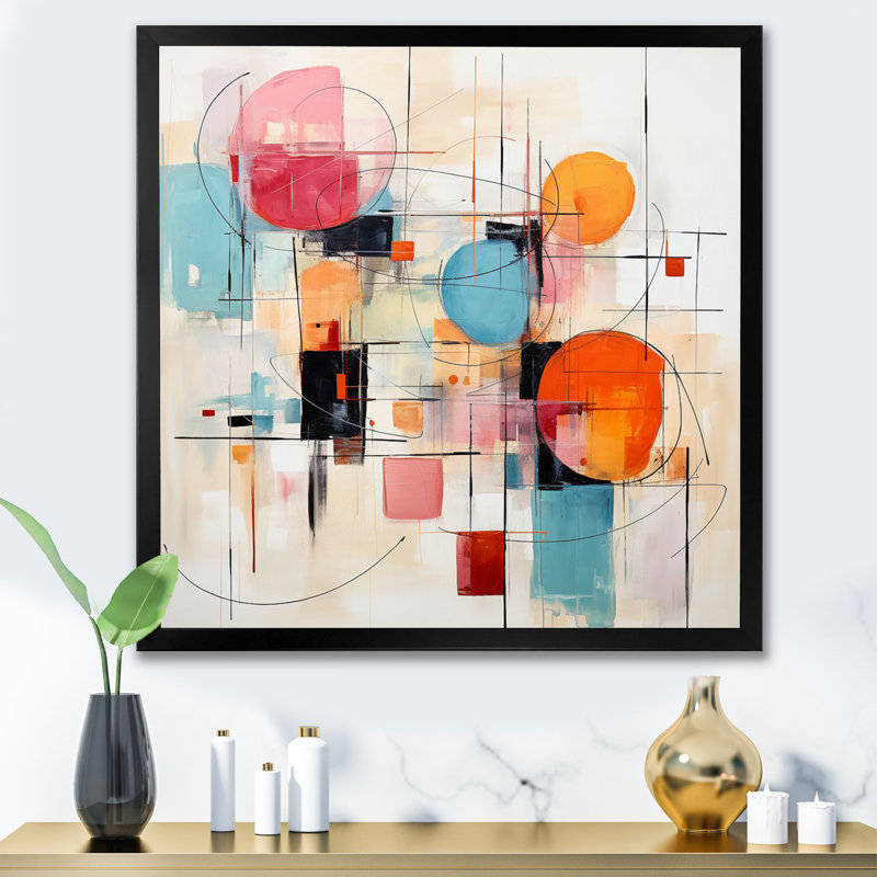 Colourful Mid Century Abstract Fusion III - Mid-Century Wall Decor, Cadre photo noir, H 24 po x l 24 po x P 1 po