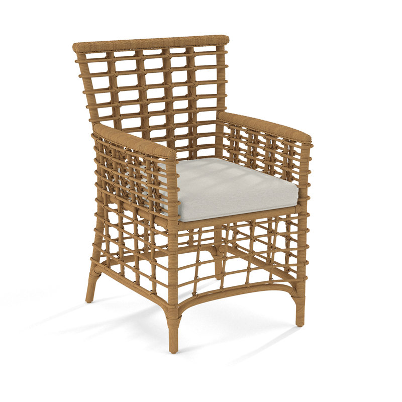 Bridgehampton Arm Chair, Honey, White Performance Fabric