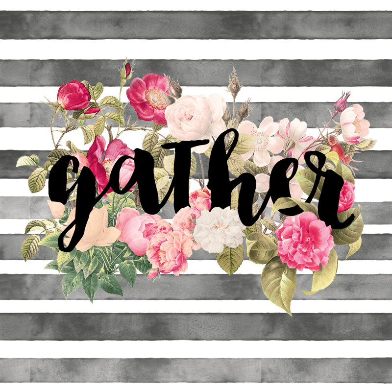 Gather Floral Bunch Stripes - Wrapped Canvas Print, 51cm H x 51cm W x 3.8cm D
