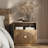 Set of 2 Wood Nightstand Bedside Table, Modern End Table with Drawer and Open Shelf, Caramel Brown