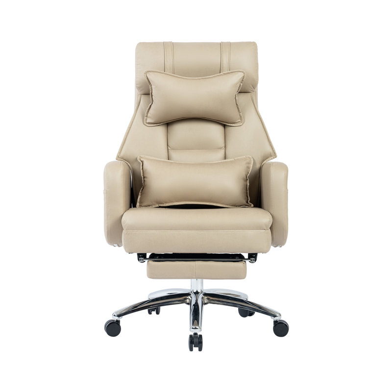 Swivel Ergonomic Office Chair, Technology Leather High Back Office Chair with Lumbar Support Headrest, Sedentary Comfortable Boss Chair, 155° Reclining Computer Chair
