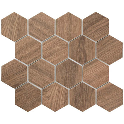 Carreau de mosaïque en verre recyclé hexagonal mat 3 po x 3 po Daintree