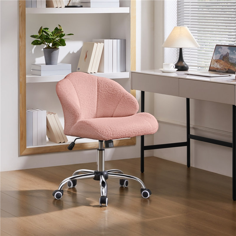 Velvet Desk Chair, Boucle / Pink