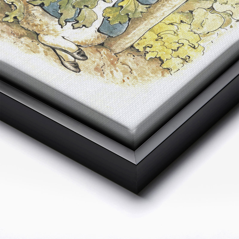 Peter Rabbit dans le jardin, Cadre noir, Canevas, H 12 po x l 16 po