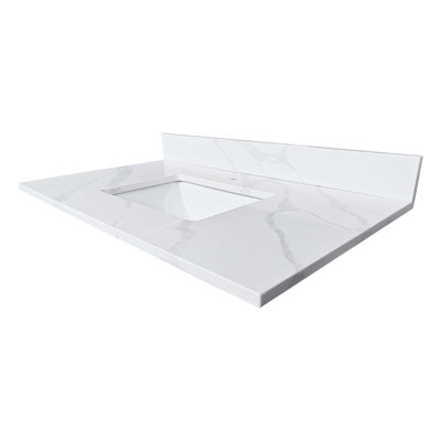 All-In-One Quartz Bathroom Vanity Top with Undermount Sink