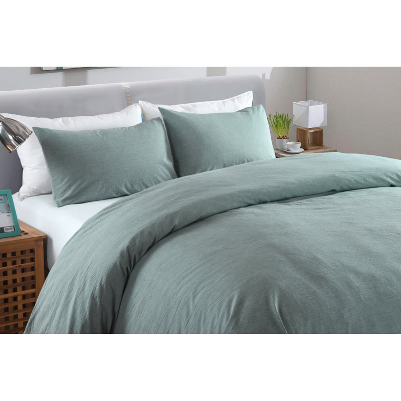 Messy Bed Duvet Cover Set Cotton Duvet Cover, Green, King