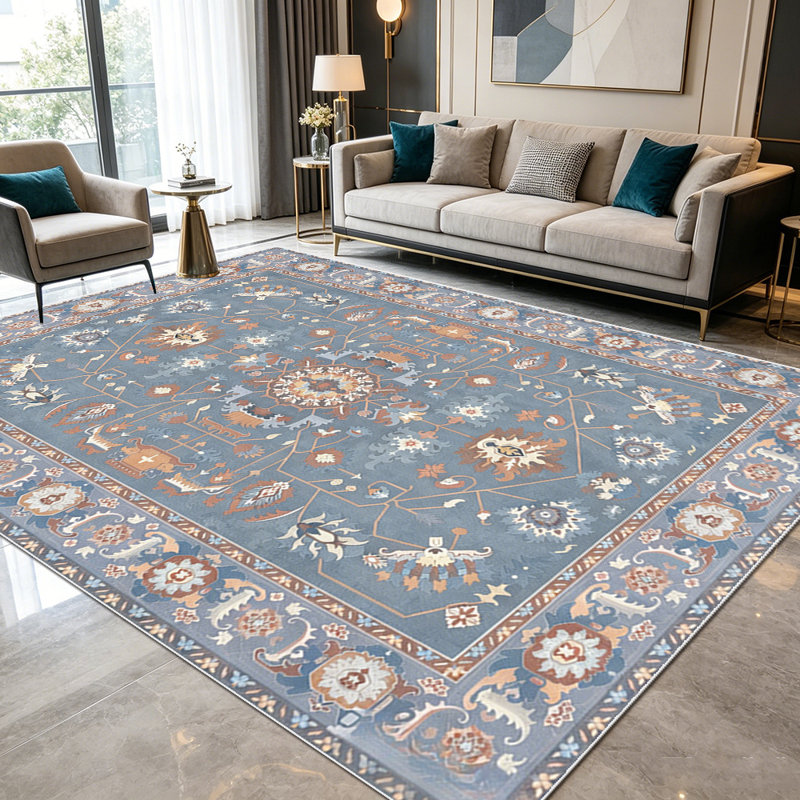 1PC Vintage Persian Geometric Floral area rugs for Living Room, Soft and Comfortable, Suitable for all seasons, easy-to-maintain, machine washable Indoor floor mat, Under Table Farmhouse suitable for dining room, bedroom, entryway, home office,