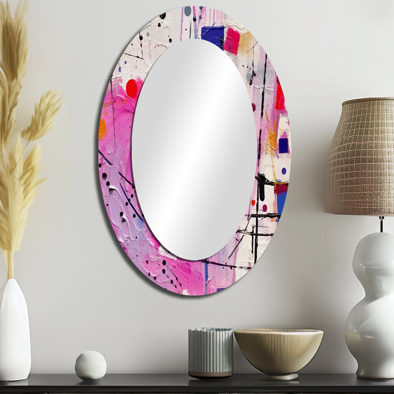 Miroir mural moderne rose Cubism Unleashed, 36 po x 24 po