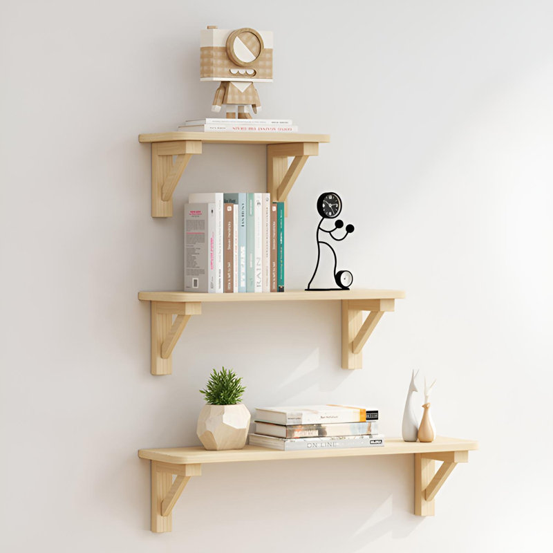 Tablette murale flottante en bois massif, H 6,69 po x l 35,43 po x P 7,67 po