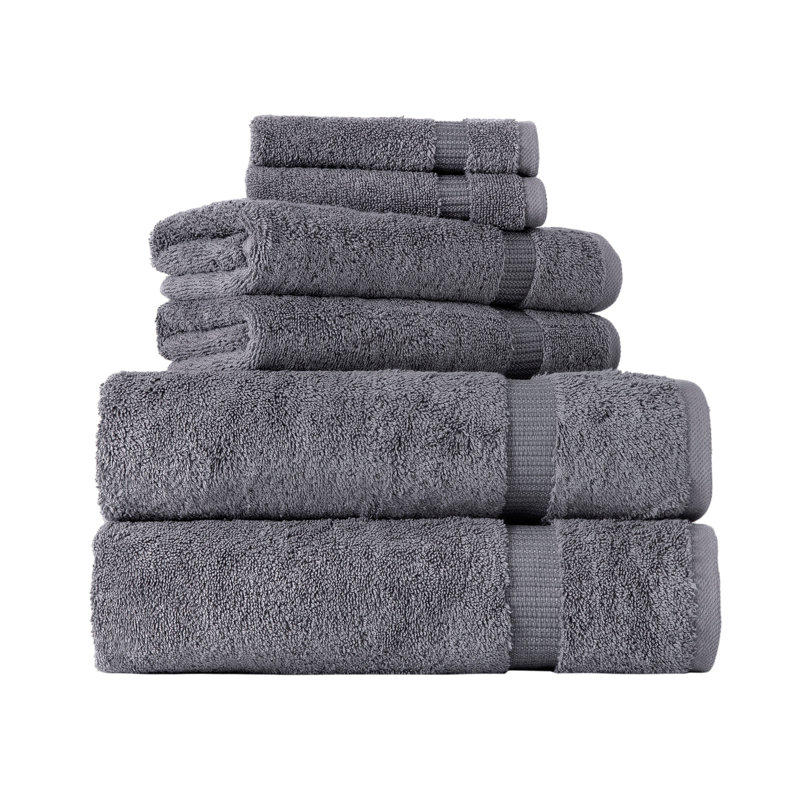 Balsamo 6-Piece Quick Dry Turkish Cotton Towel Set, Gray