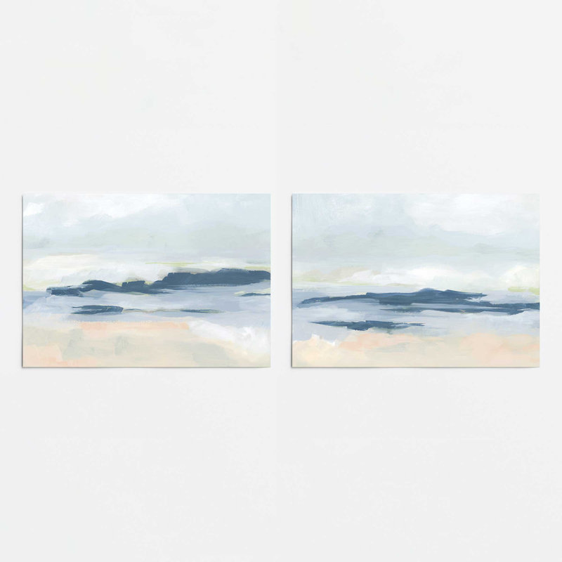 Ensemble de 2 impressions douces côtières, H 18 po x l 48 po x P 0,1 po, Papier