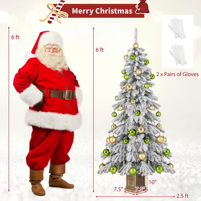Arbre de Noël articulé artificiel 2 pièces 6 pi 6 pi avec 589 extrémités de branches floquées