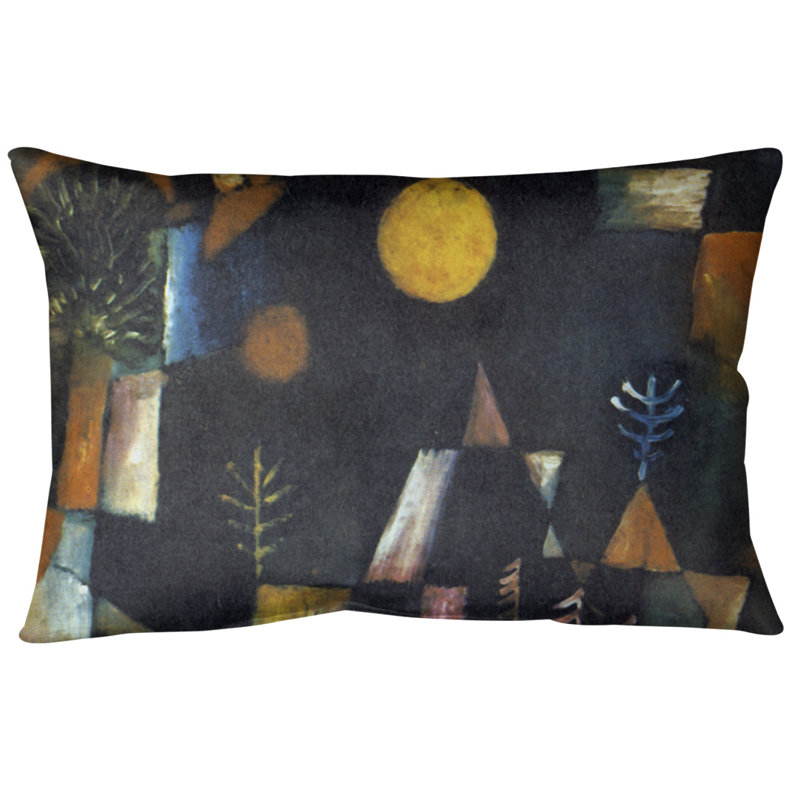 Coussin lombaire full moon, Jaune / Brun, Faux lin