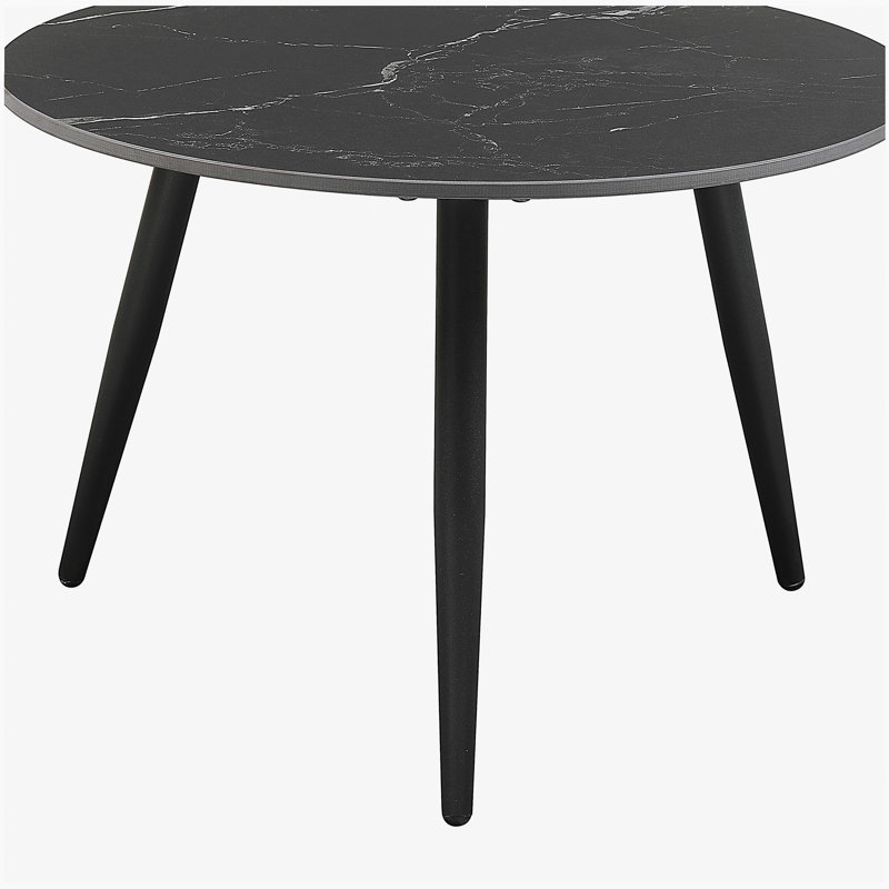 Ensemble de table d'appoint et de table d'appoint de style moderne avec couvre-table occasionnel, pieds en métal noir, plateau en pierre au carbure de silice