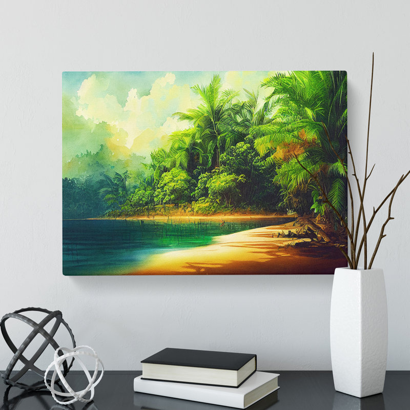 Tropical Forest Beach - Wrapped Canvas, 35cm H x 50cm W x 3cm D