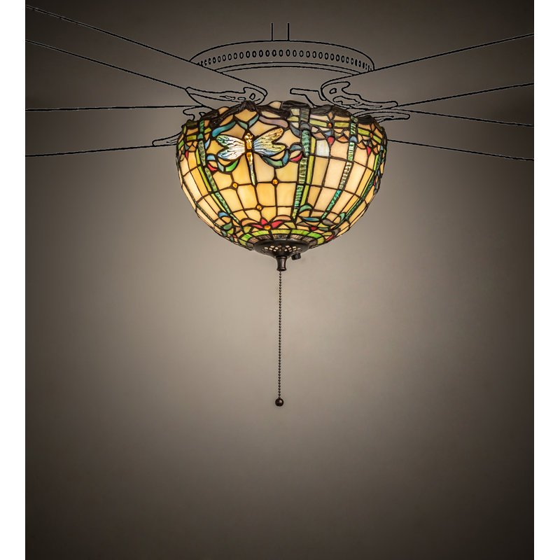 Multicolor Tiffany Dragonfly Ceiling Fan Light Kit