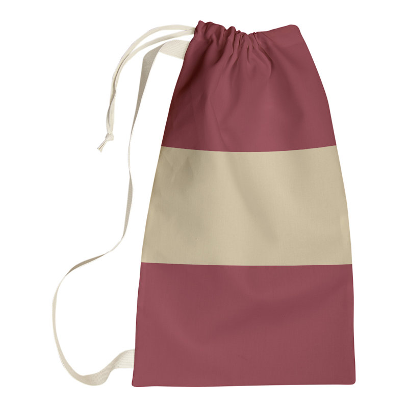 Fabric Laundry Bag with Handles, 36" H x 28" W x 1.5" D, Brick Red/Desert Sand/Brick Red